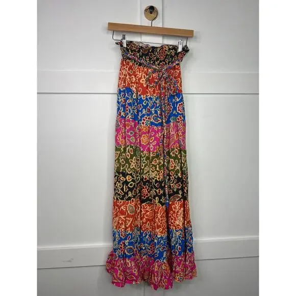 NEW Love The Label Tiered Braided Belt Romy Maxi Skirt Alesandra Mix - Picture 2 of 7